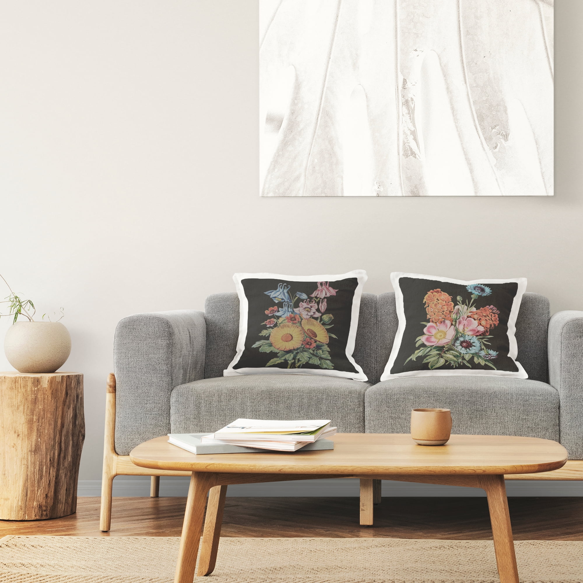 Stupell Industries Colorful Flower Bouquets on Black 2 Piece Decorative Printed Throw Pillow Set, design by Dan Meneely