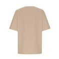 thumbnail image 4 of Frostluinai Cotton Linen Tshirts for Women Notch V Neck Casual Dressy Tops Short Sleeve Solid Color Tee Shirts Comzy Blouses Summer Shirts, 4 of 5