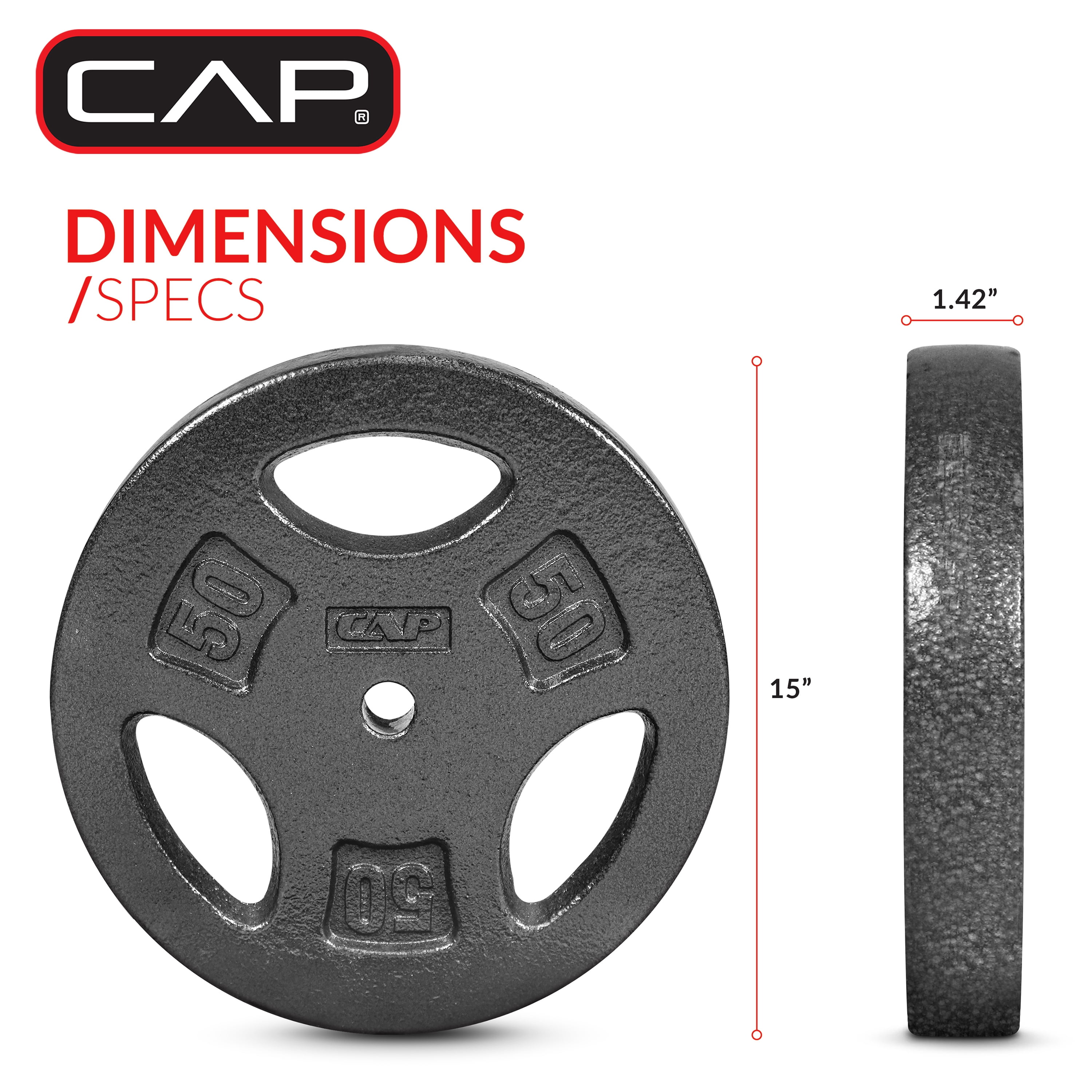 CAP Barbell Standard 50lb BLACK Plate Pack (x1)