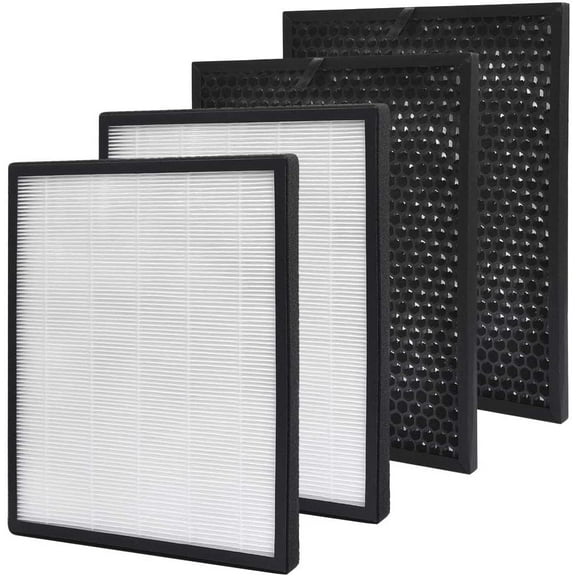 HQRP LV-PUR131 Filter Kit Compatible with Levoit LV-PUR131-RF, Smart Wi-Fi Air Purifier LV-PUR131S, 2 HEPA and 2 Activated Carbon Filters