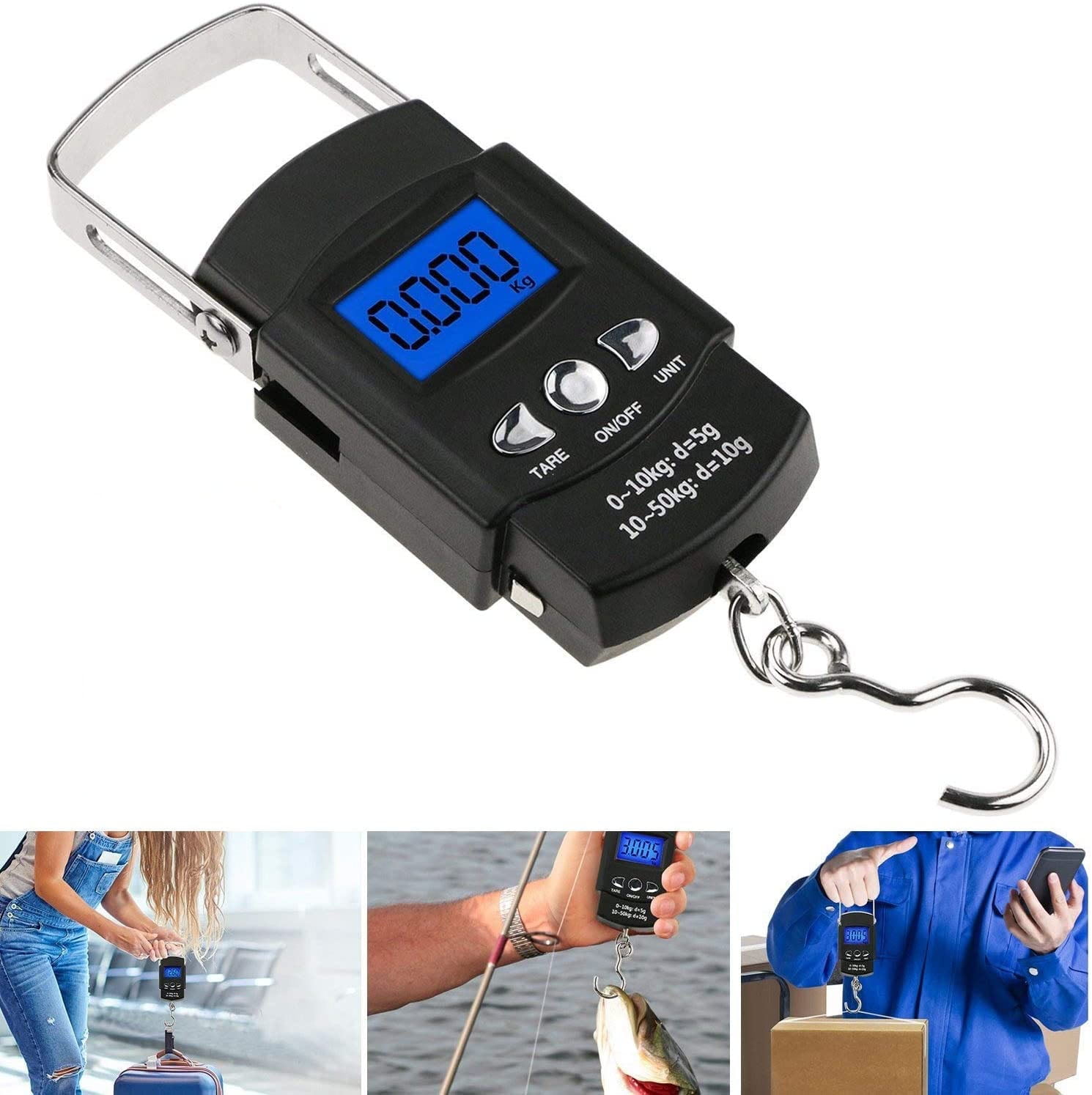 Luggage Scales Portable Travel Fishing Scale 50Kg Backlight Lcd Screen