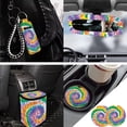 thumbnail image 3 of Yuyamidu Whilpool Tie Dye Car Accessories Sets with Car Seat Covers Steering Wheel Cover Seatbelt Shoulder Pad Trash Can Auto Rear View Mirror Cover Coasters Keychain 13 PCS Car Decor, 3 of 7