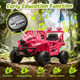 thumbnail image 4 of Xuanlur 12V Dinosaur Ride on Toys, Electric Car for Toddlers 2-4 w/Parent Control, Ride on Car w/Lights, 4-Wheel Suspension, Music, Bluetooth, 2.49-3.11MPH, Simulated Animal Vehicle for Kids (Pink), 4 of 7