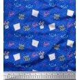 thumbnail image 1 of Soimoi Blue Velvet Fabric Heart & Love Text Decor Fabric Printed Yard 58 Inch Wide, 1 of 5