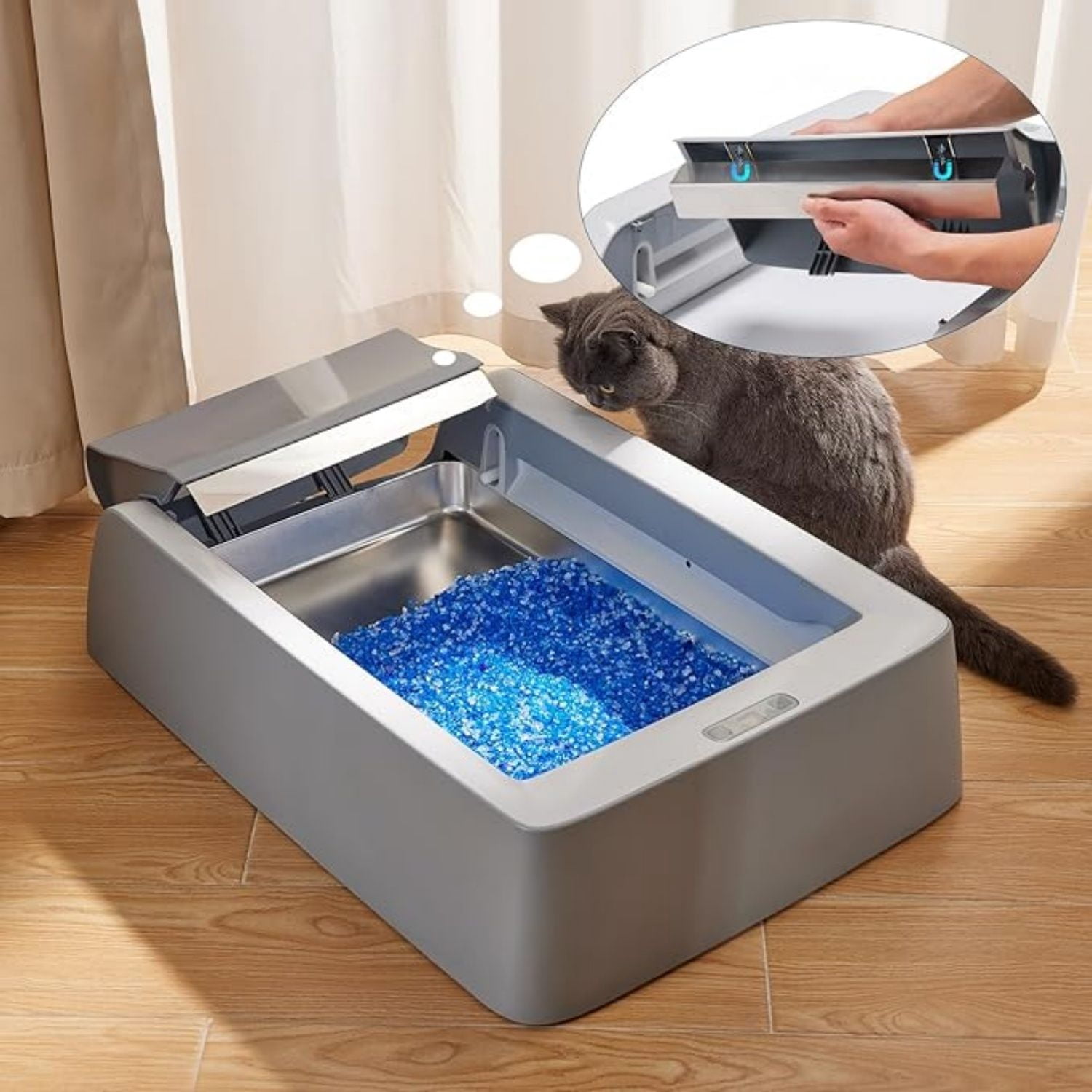 Stainless Steel Reusable Litter Tray, Compatible with Petsafe Scoop-Free Self-Cleaning Litter Box, Efficient Poop Collecting Design, Odor Control & Rust-Proof, Money-Saving Litter Box