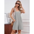 thumbnail image 2 of Chiclily Women's Casual Overalls Shorts, Loose Button Adjustable Straps Jumpsuits with Pockets, Gray Summer Boho Wide Leg RompersSize L, 2 of 7