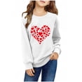 thumbnail image 2 of Milgrthf Chandail de la Saint-Valentin pour Femmes Décontracté à Imprimé Cœur Graphique à Manches Longues Coupe Ample Chandail Blouse Hauts Chandail à Col Rond Blanc 4 Ans, 2 of 4