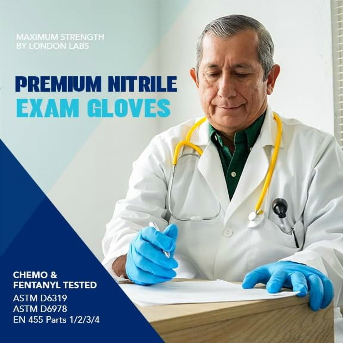 London Labs 5 Mil Disposable Nitrile Exam Gloves, Latex free & powder free Gloves for Medical & industrial use | Food Safe & Cleaning Gloves - 1000ct Sky blue medium Gloves