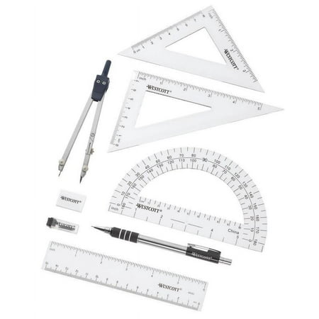Westcott Math Tool Set, Plastic, for School/Home, 8-Piece