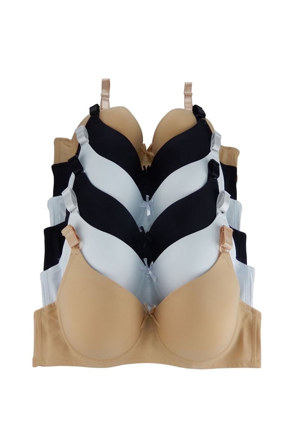 Women Bras 6 Pack of T-shirt Bra B Cup C Cup D Cup DD Cup DDD Cup 34B (S9299)