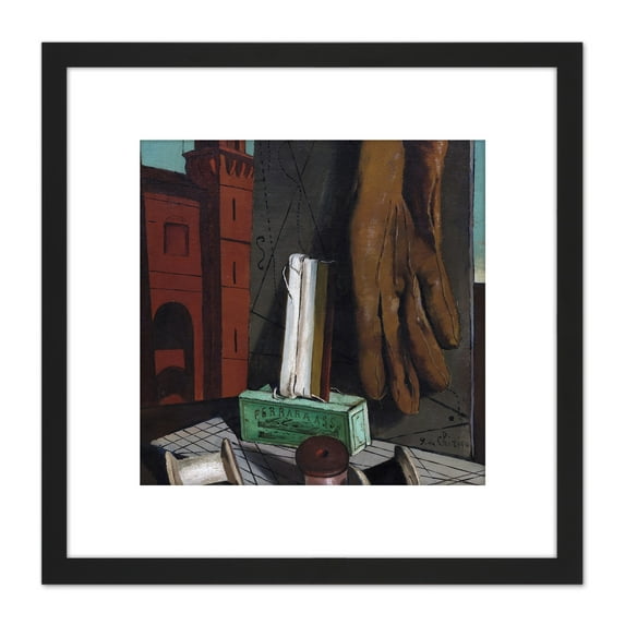 Giorgio de Chirico I progetti della fanciulla 8X8 Inch Square Wooden Framed Wall Art Print Picture with Mount