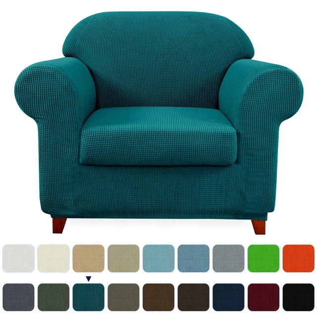 Housse Extensible 2 Pcs 2024 à Motif Quadrillé Texturé pour Sofa Gris