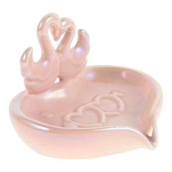 FRCOLOR Self-Draining Soap Dish for Bathroom Swan Statue Soap Holder for Shower Ceramic Soap Tray for Sink Countertop Decorative Soap Tray