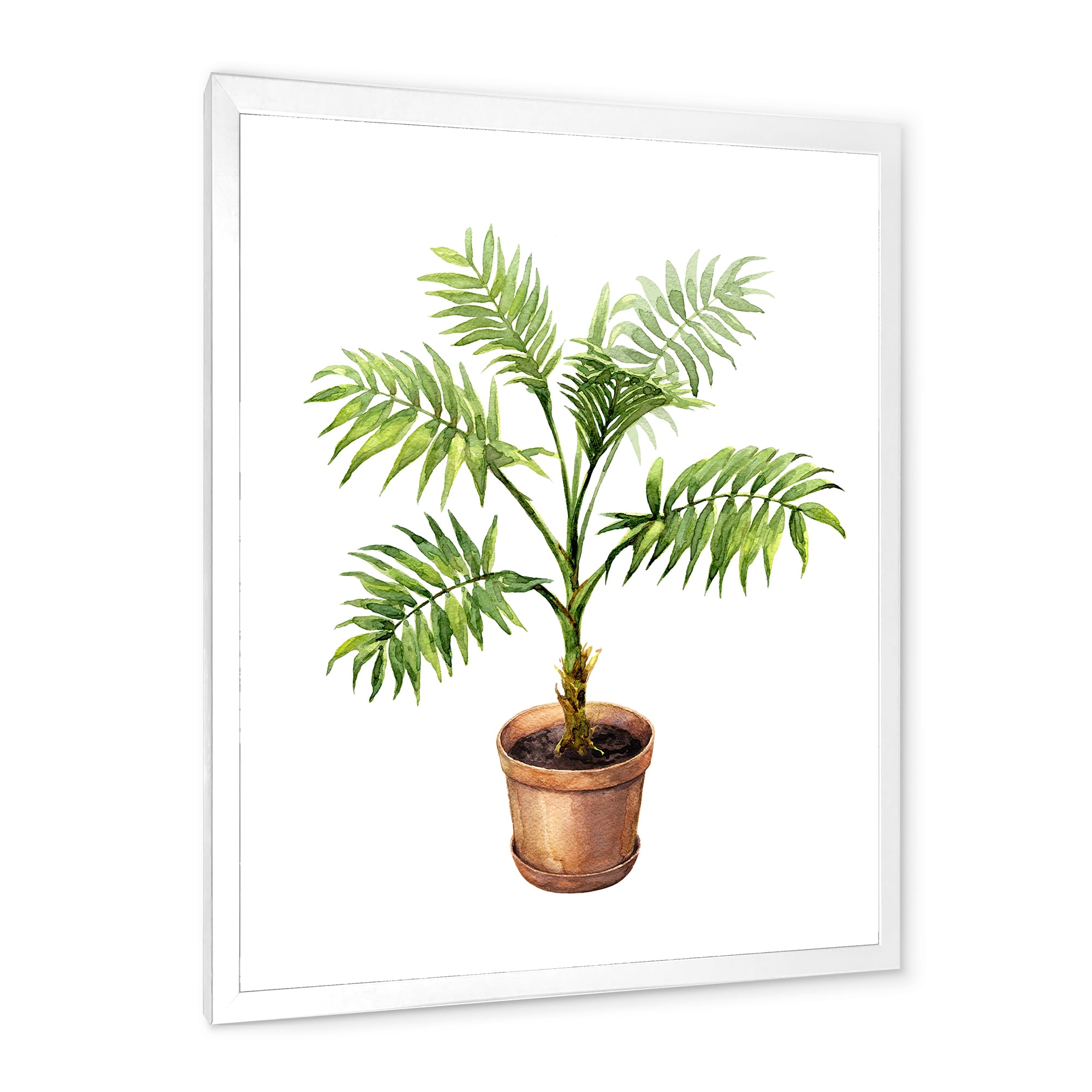 Designart 'Palm Plant In Clay Flowerpot' Traditional Framed Art Print
