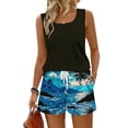 thumbnail image 2 of Hawaiian Outfits for Women 2 Piece Sets Sleeveless Scoop Neck Tank Tops and Beach Shorts Set Loungewear 2 Pc Sets Black S, 2 of 9