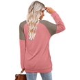 thumbnail image 4 of Womens Tops Color Block Pullover Long Sleeve T Shirts with Pockets Crew Neck Tunic Blouse, 4 of 5