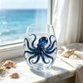 thumbnail image 7 of Artisanal Octopus Glassware, 2D Octopuses Stemless Wine Glasses, Handcrafted Marine Animal Bar Glass for Coastal Home Decor Ocean Lovers, 7 of 7