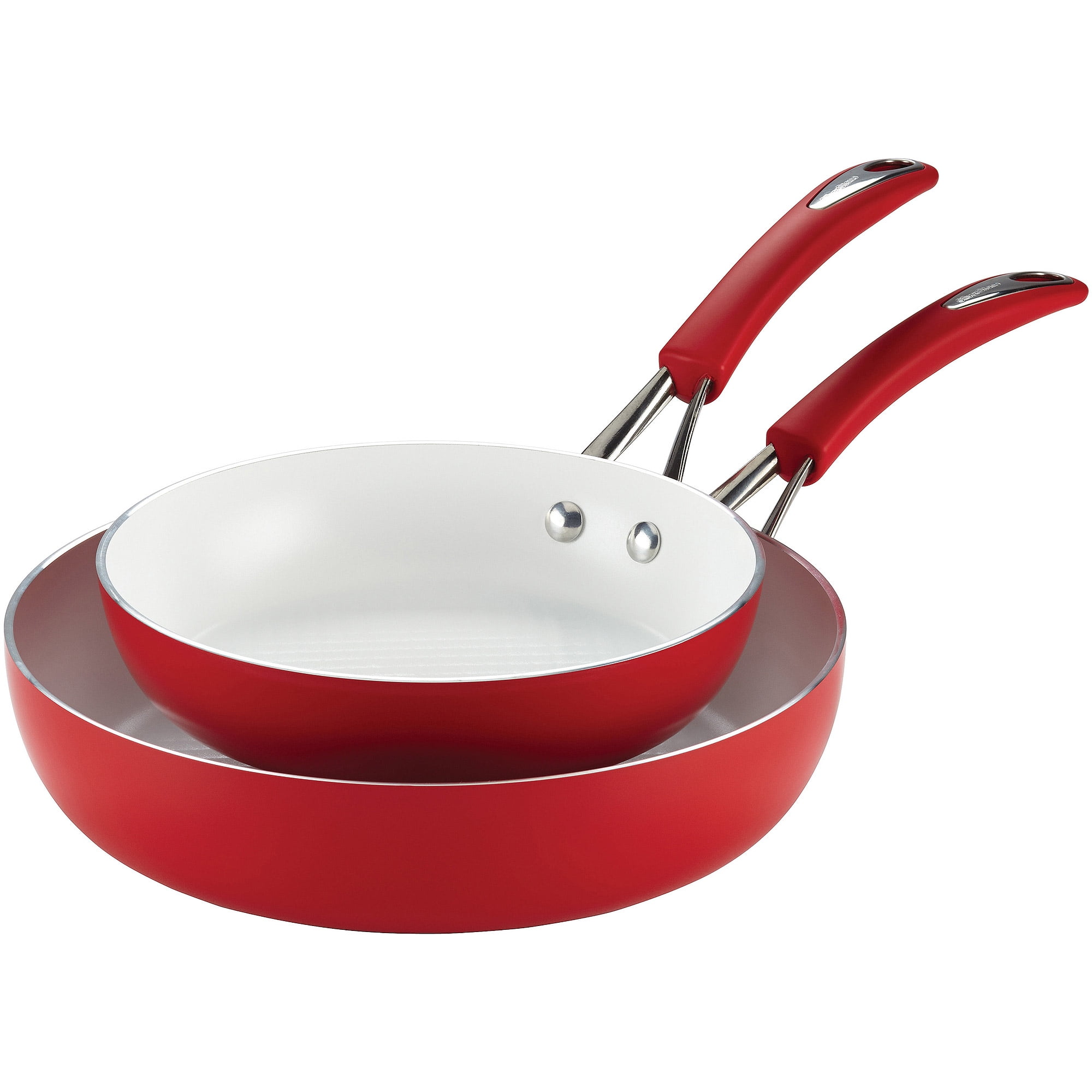 Silverstone Ceramic Cxi Nonstick 2 Piece Skillet Set In Chili Red Walmart Com Walmart Com