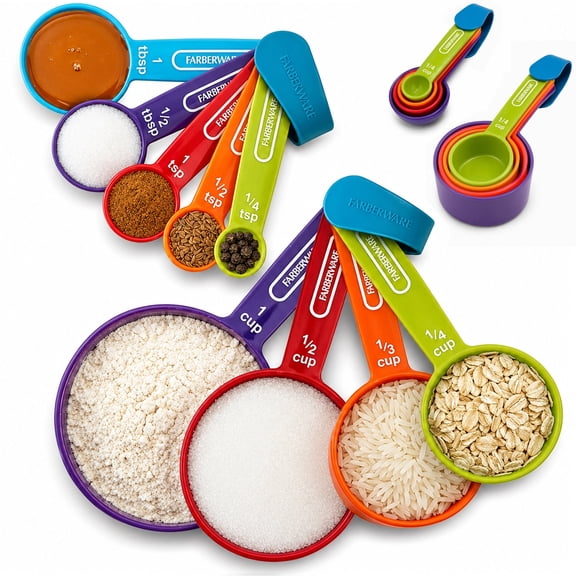 Farberware Kitchen Basics 9-Piece Colorful Measuring Cup & Spoon Set