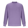 thumbnail image 6 of YOIAVAIOY Men's Solid Tees Oversized Drop Shoulder T Shirt Long Sleeve Crew Neck Pocket Tee Tops Lightweight Fall Sweatshirt Purple XXXL, 6 of 7