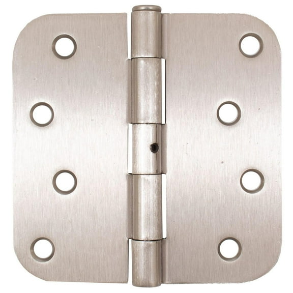 Stone Harbor Hardware Standard Hinge, Non-Removable Pin, 4 Inches, 5/8" Radius Corner, 2-Pack, Satin Nickel