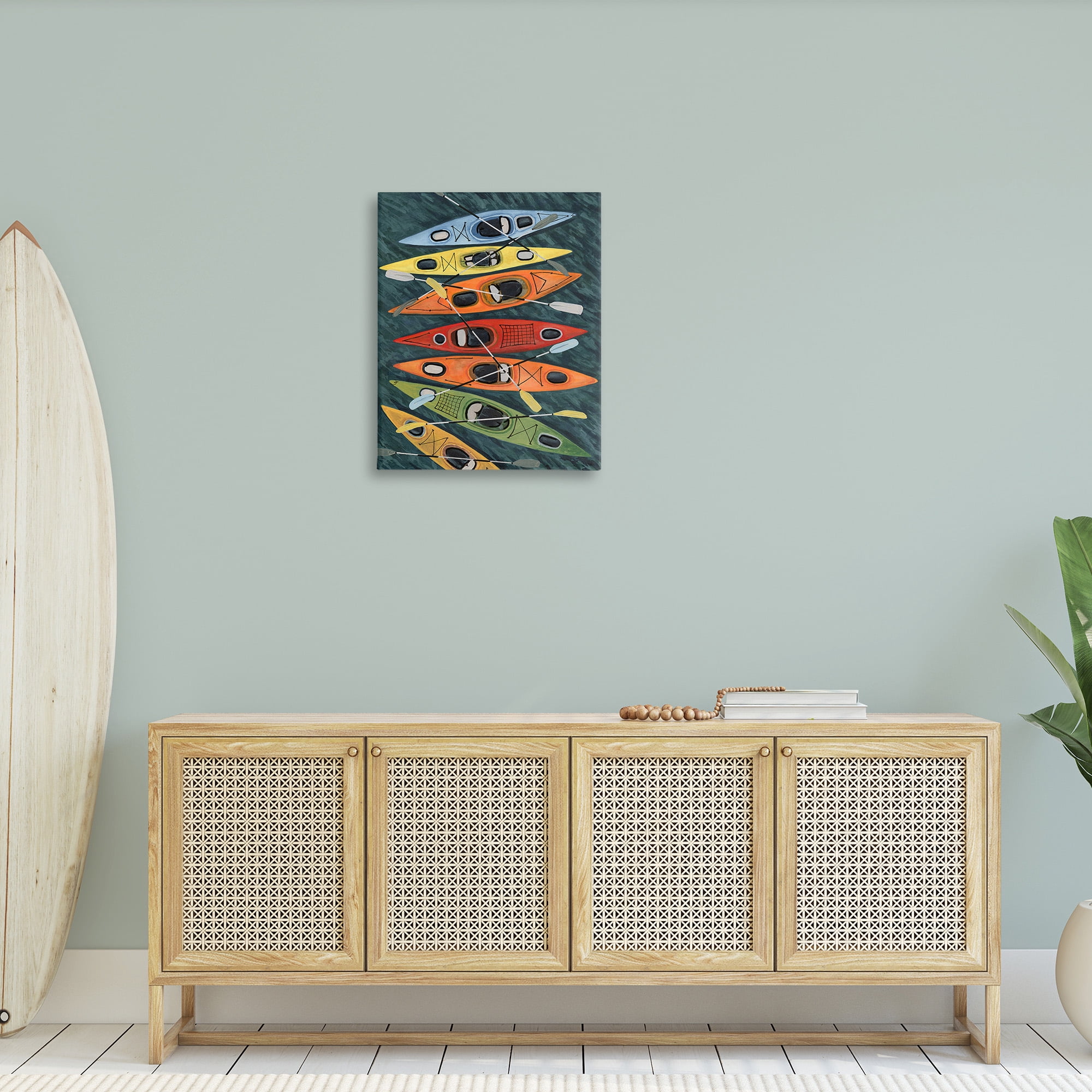 Stupell Industries Rainbow Hue Kayaks Transportation Painting Gallery Wrapped Canvas Art Print Wall Art, 24 x 30