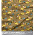 thumbnail image 1 of Soimoi Brown Cotton Poplin Fabric Flowers & Mix Fruits Decor Fabric Printed Yard 56 Inch Wide, 1 of 1
