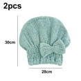 thumbnail image 2 of Gorro de toalla para el cabello de microfibra, paquete de 2 toallas para el cabello para mujer, 2 of 5