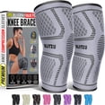 thumbnail image 1 of Rodilleras de compresión para mujer y hombre, paquete de 2, para aliviar el dolor, correr, entrenar y practicar deportes. Rodilleras para ligamentos cruzados anteriores (LCA), desgarro de menisco, art, 1 of 5