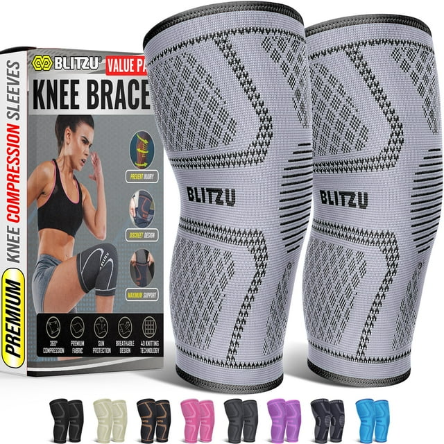 Rodilleras de compresión para mujer y hombre, paquete de 2, para aliviar el dolor, correr, entrenar y practicar deportes. Rodilleras para ligamentos cruzados anteriores (LCA), desgarro de menisco, art