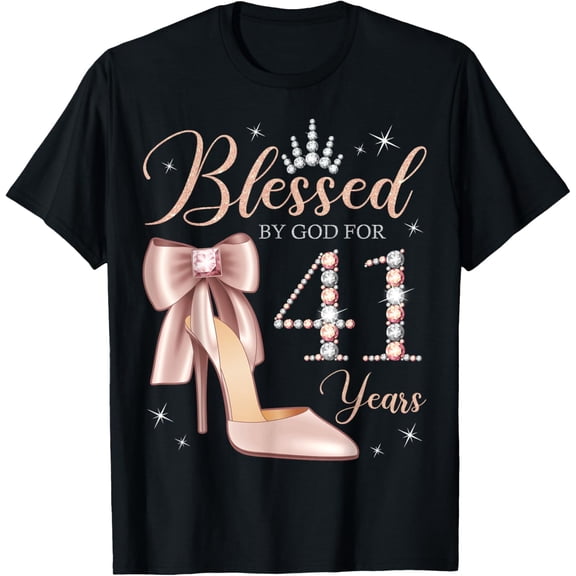 Blessed By God For 41 Years Old 41st Birthday Party Queen T-Shirt
