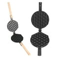 thumbnail image 1 of Nonstick Egg Bubble Baking Plate Waffle Maker Pan Tool, Aluminum Material, Wood Handles Safe for Gas Stove DIY Gift Waffle Baking Pan, 1 of 7
