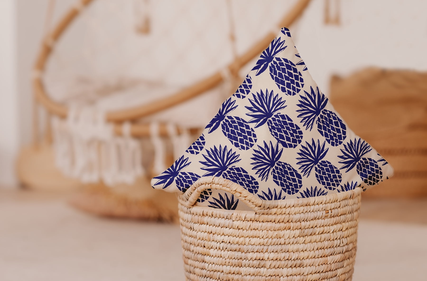 Simply Daisy 20" x 20" Pineapple Stripes Decorative Throw Pillow, Indigo Blue