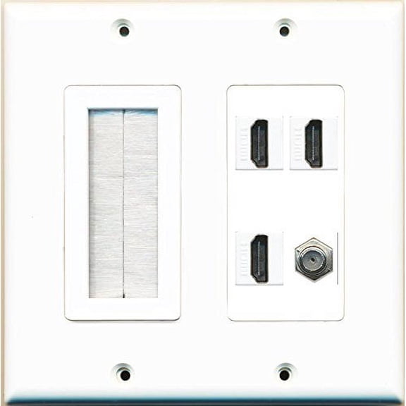 RiteAV Brush 3 HDMI White Coax Wall Plate White