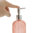 thumbnail image 3 of Unique Bargains 1 Pc Durable Vertical Stripes Soap Dispenser 13.53oz Orange Silver Tone, 3 of 6
