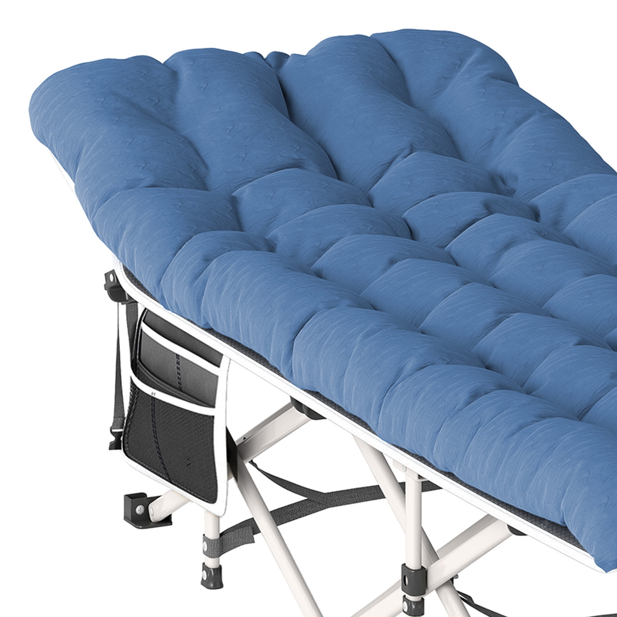 Uforic Folding Camping Cot with Mattress & Carry Bag, 575 Lb Capacity, 1200D Oxford, Navy Blue