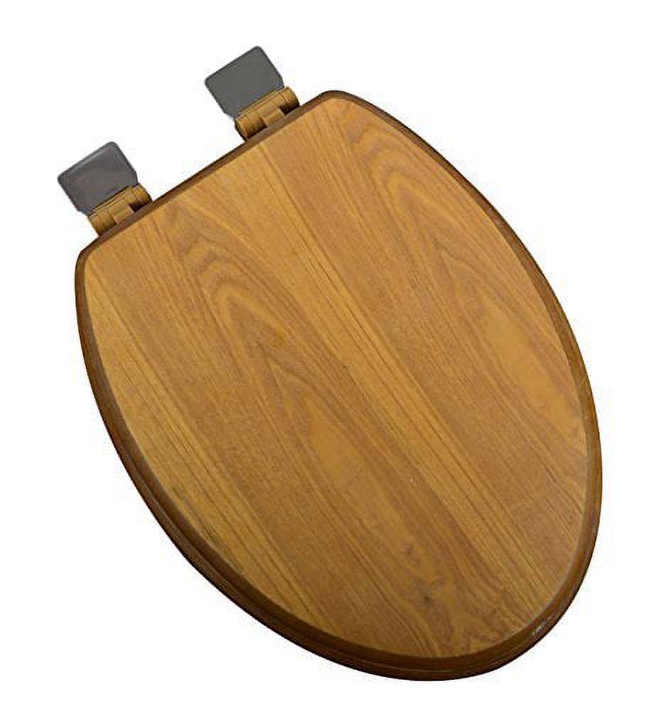 bathdecor light oak wood decorative finishelongated toilet seat with adjustable release 'n' clean chrome hinge