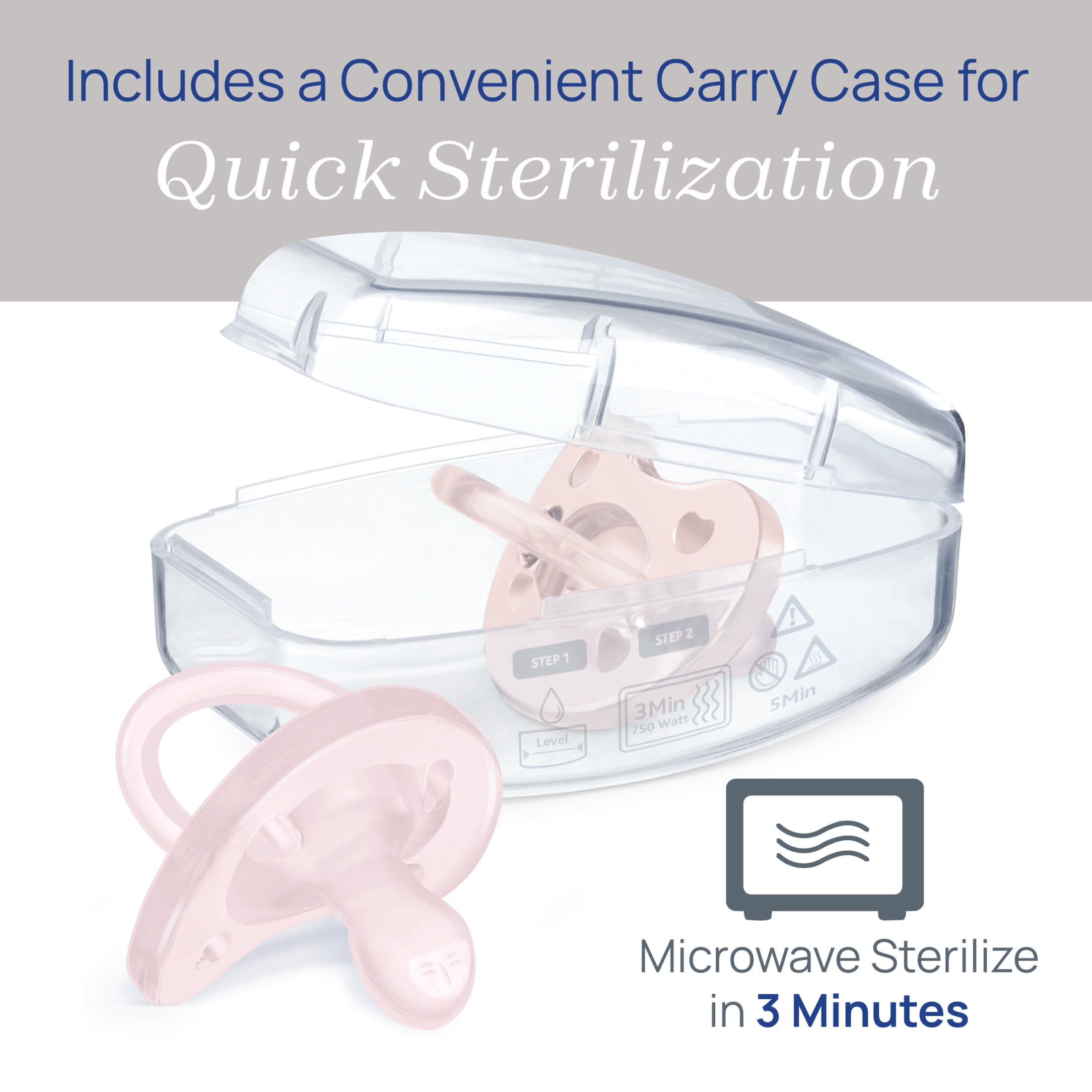 Chicco PhysioForma® One-Piece Silicone Pacifier, 0-6 Months, 2pk - Soft Pink, New