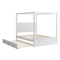 thumbnail image 7 of Euroco Wood Queen Size Canopy Bed with Four Polster, Platform Bed Frame with Trundle and Drawers, White, 7 of 7