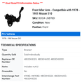thumbnail image 2 of Front Idler Arm - Compatible with 1978 - 1981 Nissan 510 - TrueDrive, 2 of 2