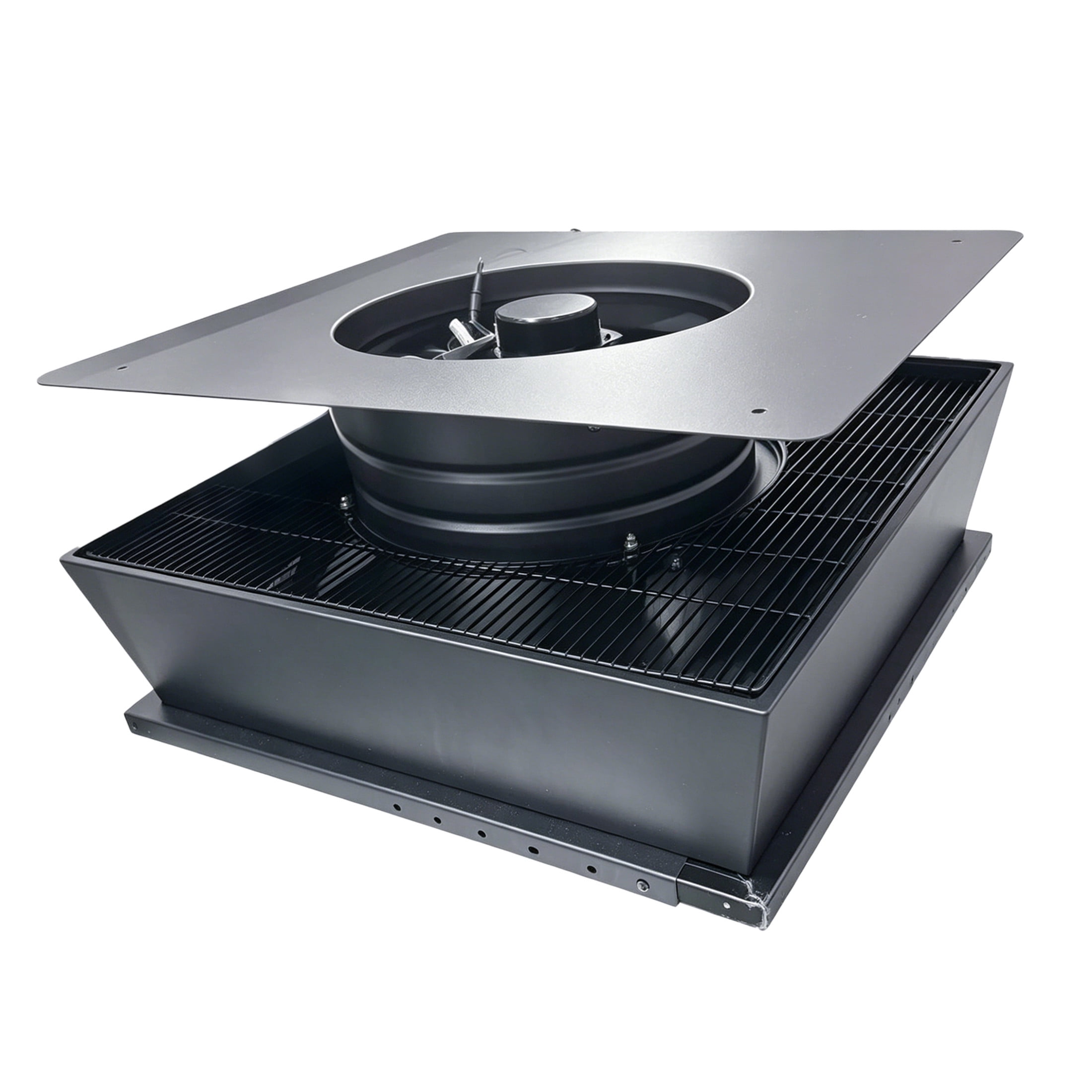 Noble House 12" Trapezoidal Solar Roof Vent Fan, 40W Dual Power Attic Exhaust Fan for Attic Garage Greenhouse, Black