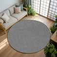 thumbnail image 3 of Dark Gray 5ft Round Rug, Farmhouse Burlap Solid Grey Color Modern Linen Texture Non-Skid Rubber Backing Large Area Rugs - Living Room Bedroom Home Office, Indoor Floor Mat Carpets Washable Rug, 3 of 9