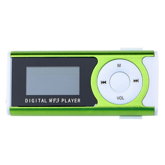 Portable Mini MP3 Music Player Metal MP3 Player with LCD Screen LED Light Support TF Memory Card MP3/WMA Audio Format Green