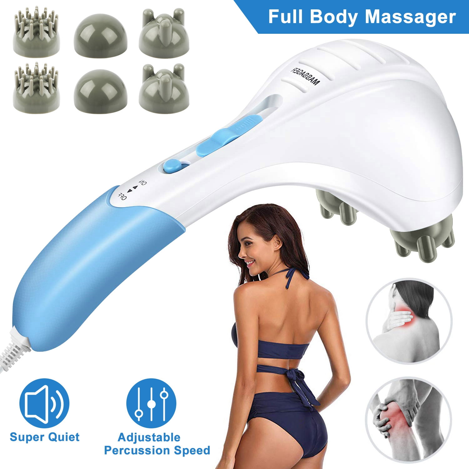iMountek Electric Massager Handheld Full Body Percussion Massager Double Head Vibrating Body Relax