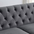 thumbnail image 5 of 77 Inch Modern Chesterfield Velvet Sofa, 3-Seater Tufted Couch with Nailhead Trim and 2 Cushions for Living Room, Bedroom, Office, Grey, 5 of 8