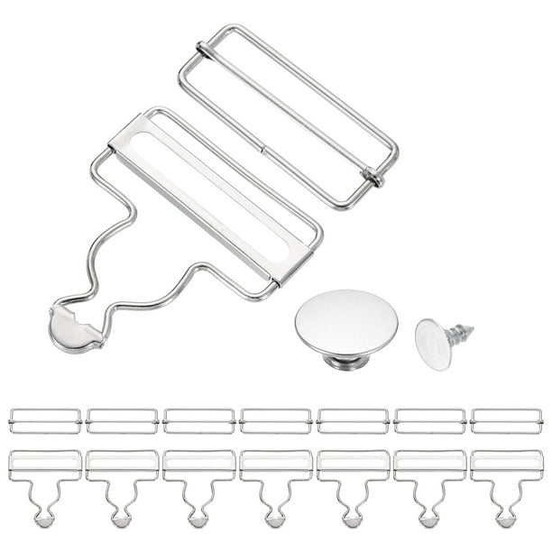 Uxcell 8 Set Hebillas de Overoles de Metal, Clips de Tirantes de 2", Reemplazo de Hebilla Ajustable con Deslizadores y Botones para Pantalones de Peto de Mezclilla, Plata