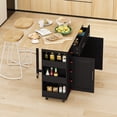 thumbnail image 3 of Kitchen Island Cart, Rolling Kitchen Island with Drop Leaf and 2 Door Cabinet, Two Drawers, Spice Rack, Towel Holder, Wine Rack (Black), 3 of 7
