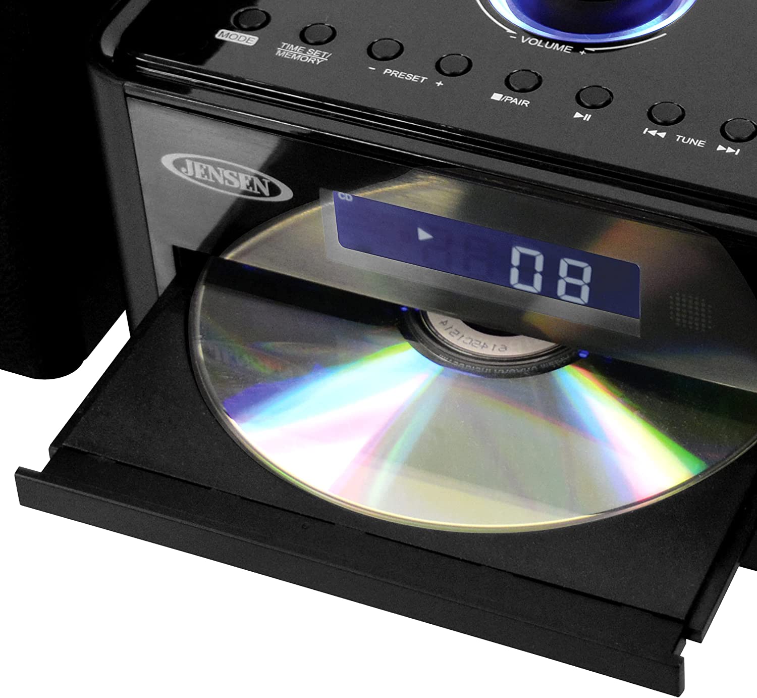 Jensen Bookshelf Bluetooth CD Music System with Digital AM/FM Radio and Remote Control
