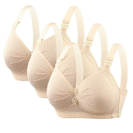 Under 25 Large Size Bras  Front Button  Comfortable Underwear  Middle Aged Women  Elastic Material  Non-Steel Ring  Soft Bra  Nursing Bra  Everyday Wear  Plus Size Tracksuit|Nylon Spandex Beige