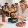 thumbnail image 5 of Honmine Portable Lunch Box, Bento Food Container with Double Layer Compartments, Microwave Safe Meal Prep Kit with Utensils for Work, Picnic, Travel, 5 of 6